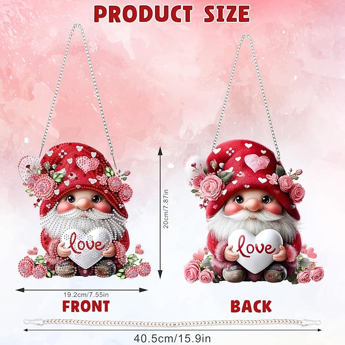 DOMROM Gnome Diamond Art Hanging Kits for Adults Beginners, Special Shaped Crystal Diamond Painting Gnome Pendant, DIY Diamond Art Suncatchers for Home Garden Wall Decor Gift