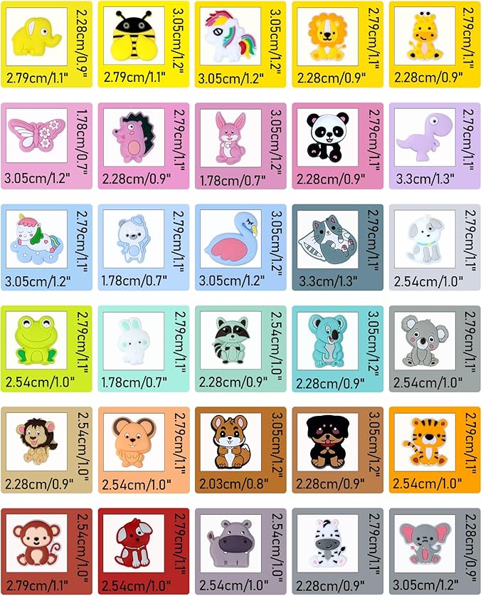 33PCS FIVEIZERO Focal Beads – Bulk Animal Charms for DIY Pens, Keychains, Bracelets, Necklaces, Lanyards, Beaded Pens, Crafting, and Creative Supplies