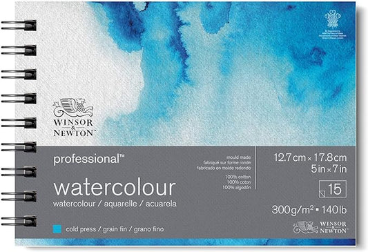 Winsor & Newton Professional Watercolor Paper, Wired, 5" x 7", Cold Pressed