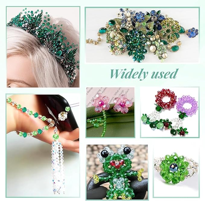 1000 Pcs Rondelle Faceted Glass Beads Crystal Glass Beads for Jewelry Making 4/6/8mm Faceted Briolette Rondelle Bead with Container for Earrings,Necklaces,DIY Beading Projects (Green)