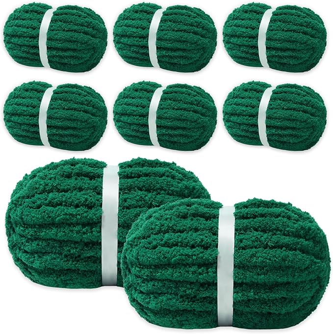 8 Packs Jumbo Chenille Chunky Yarn, 2045g (72oz) 245 Yards (224m) for Crocheting & Knitting, Handcrafts & Blanket Yarn (Black, 8 Pack)