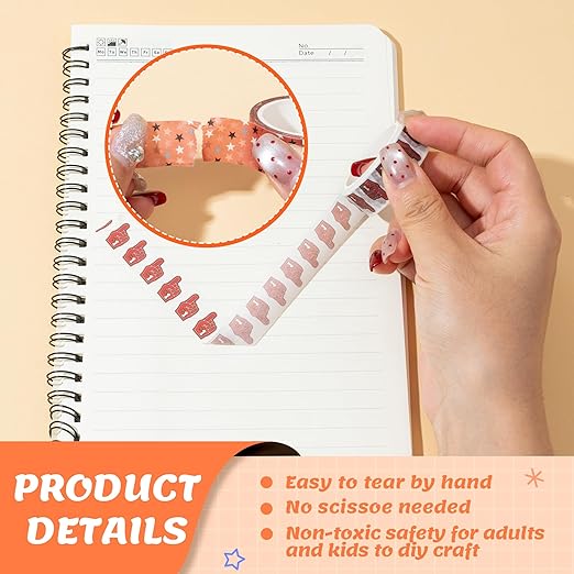 Sports Theme Washi Tape - Basketball Hoop Net Heart Bow Pattern Premium Acid Free Repositionable Adhesive Paper for Scrapbooking Gift Wrapping Journaling DIY Crafts Sports Fan Supplies