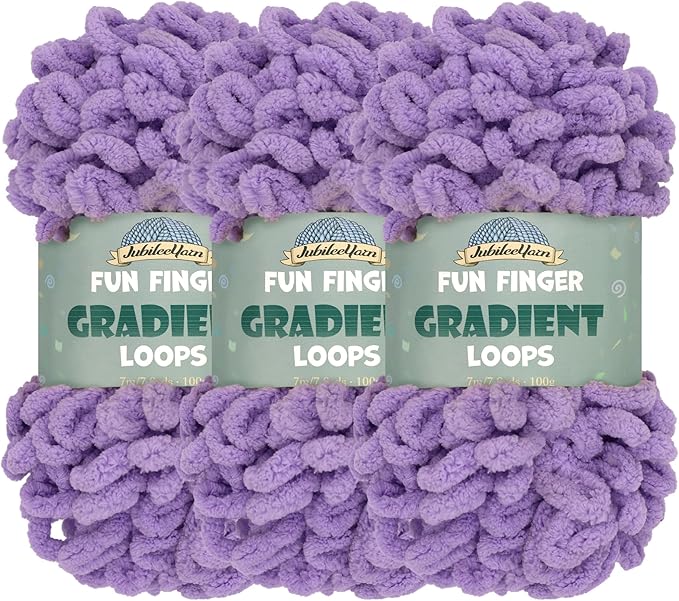 JubileeYarn Fun Finger Gradient Loops Yarn - 100g/Skein Jumbo Polyester - Sors - 3 Skeins
