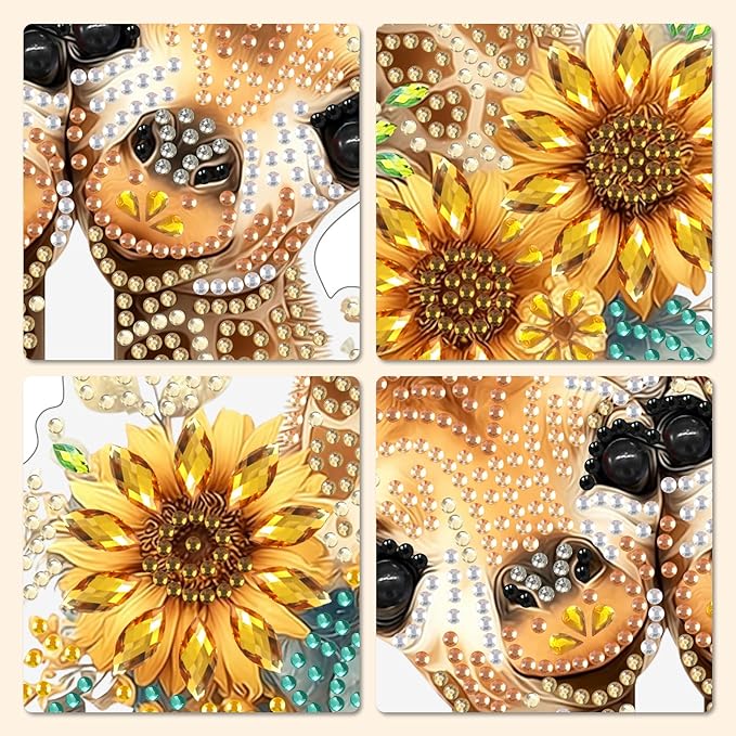 MXJSUA Diamond Art Hanging Kits for Adults Beginners, Giraffes DIY Acrylic Special Shaped Crystal Diamond Gem Art Pendant Drills Painting Ornament for Home Wall Decor and Gift