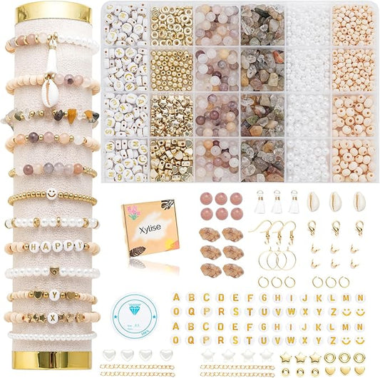 xylise jewelry making supplies kit natural stone beads for irregular natural stone with for diy craft bracelet necklace earrings for adults(light purple)
