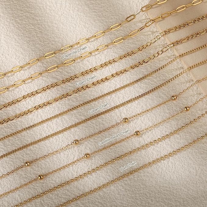 UMAOKANG 12 Meters 5 Rolls Stainless Steel Jewelry Making Chains Gold Plated Chain for Jewelry Making Jewelry Supplies Findings