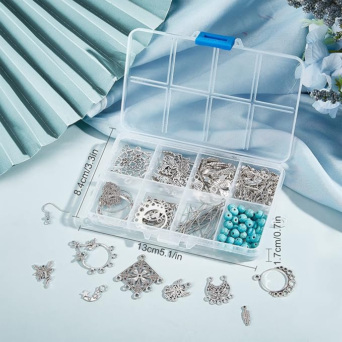 SUNNYCLUE 1 Box DIY 10 Pairs Angel Fairy Charm Boho Style Chandelier Charms Earring Making Kit Feather Star Dream Catcher Pendants for Jewelry Making Kits Adult Women DIY Craft Beginner Supplies
