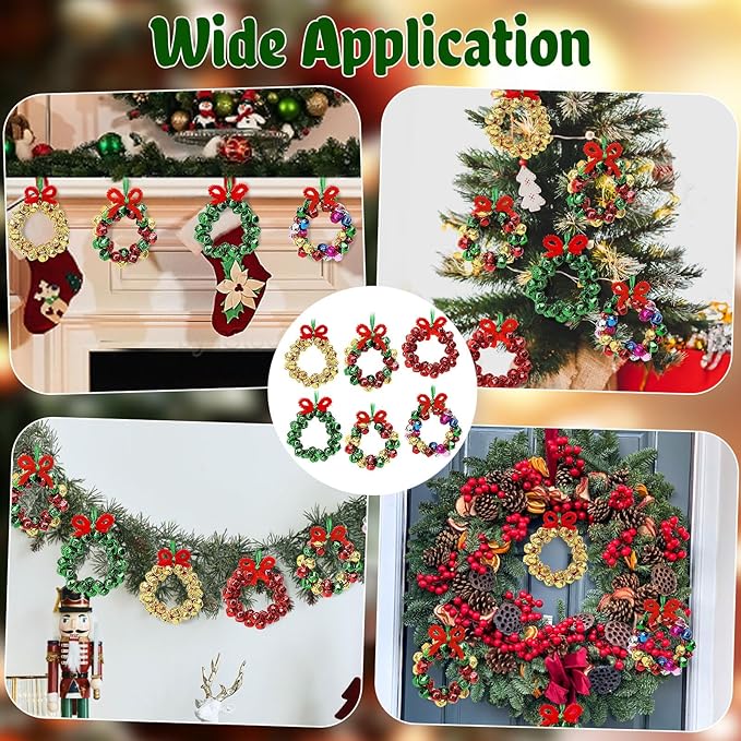 AWHETIE Christmas Crafts for Adults Kids,6 Sets Christmas Beaded Ornament Kit to Make,Jingle Bell Wreath Ornament,DIY Xmax Tree Kits Holiday Tree Decorations Party Supplies