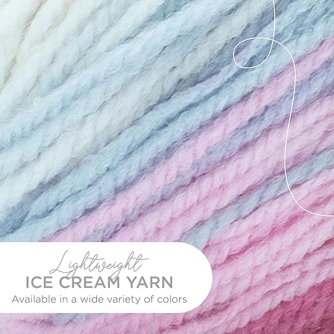 Lion Brand Yarn, Ice Cream Baby Yarn for Knitting, Crochet, and Crafts, Cherries Jubilee, 1 Pack, DK Weight Colorful Acrylic Fiber for Baby Blankets, Hats, and Sweaters