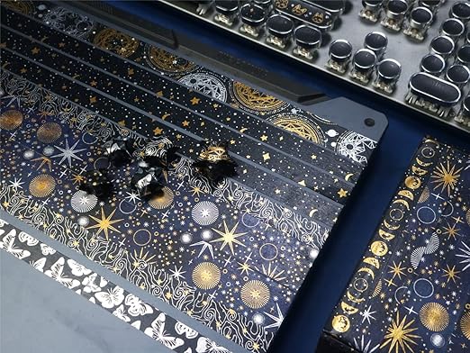 YUBBAEX Mystic Gold Washi Tape Set Wide Silver Foil Masking Tape Decorative for Arts, DIY Crafts, Journal Supplies, Planners, Scrapbook, Card/Gift Wrapping (Dark Night)