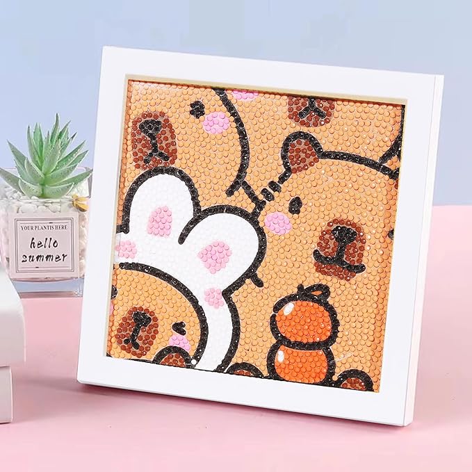 Mangpung Capybara Diamond Art Kits for Beginners, Capybara Diamond DIY Painting Kits, Full Drill Diamond Dots Paintings, Paint with Diamonds Pictures Art Painting DIY Crafts Kit Gift for DIY Lovers