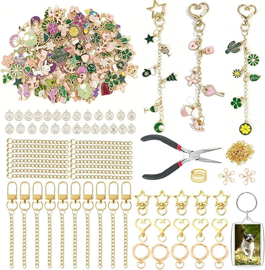Kupor 342Pcs DIY Keychain Making Kit – 25 Keychains, Storage Box & Instruction,Great for Crafting Bag Charms, Keychain Charms Ideal for Craft Lovers (Eco-Friendly Materials) & Gift Shoppers