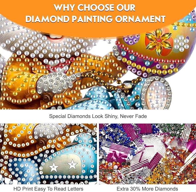 NEWENMO Diamond Art Hanging Kit for Adult, Playful Bunny, DIY Double Sided Acrylic Special Shaped Diamond Art Painting Window Pendant Happy Easter Bunny, Home Garden Wall Hanging Ornament Kits