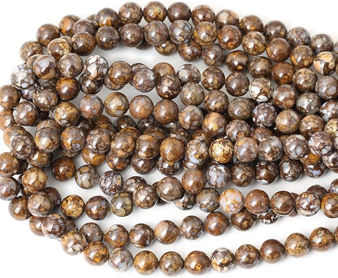 cheavian 35pcs 10mm natural fire lace opal round loose beads for jewelry making diy bracelet necklace materials 1 strand 15"
