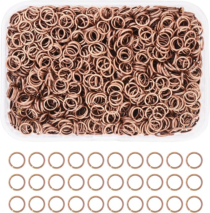 Mandala Crafts Assorted Antique Copper Color Jump Rings Jewelry Findings Metal O Rings for Jewelry Making Supplies - 1500 6mm Small Open Jump Rings Kit for Necklace Earring