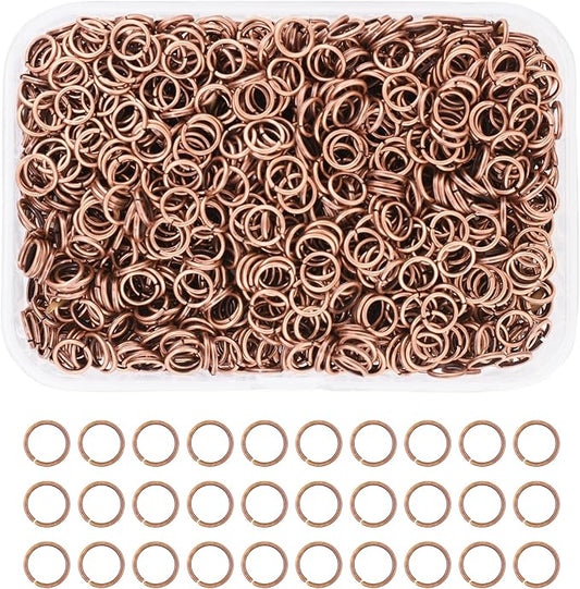 Mandala Crafts Assorted Antique Copper Color Jump Rings Jewelry Findings Metal O Rings for Jewelry Making Supplies - 1500 6mm Small Open Jump Rings Kit for Necklace Earring