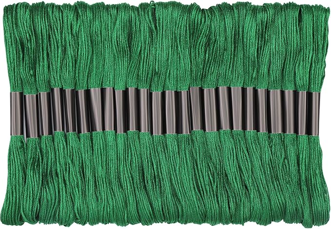 24 Skeins Green Embroidery Floss, Embroidery Thread, Friendship Bracelet String with Floss Bobbins, Cross Stitch for DIY Making, Embroidery Crafts