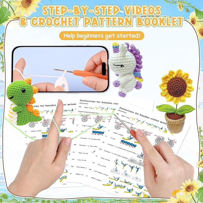 Datunsu 6PCS Crochet Kit for Beginners (Sunflower)