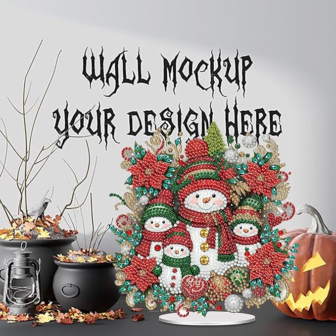 NEGEKFKX Snowman Tabletop Ornament DIY Diamonds Art Painting kit,Christmas Desktop Diamonds Painting Kit for Adult,Acrylic Diamonds Painting Board Kit Ornament, Special Crystal Diamond