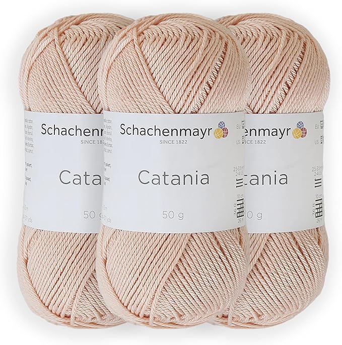 3 Skein/Pack Schachenmayr (SMC) Catania Originals Yarn, Each Ball 1.76 Oz (50gr) / 136 Yards (125 m), 100% Mercerized Cotton for Knitting and Crochet Yarn, Sport Weight, 436 - Ivory