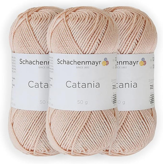 3 Skein/Pack Schachenmayr (SMC) Catania Originals Yarn, Each Ball 1.76 Oz (50gr) / 136 Yards (125 m), 100% Mercerized Cotton for Knitting and Crochet Yarn, Sport Weight, 436 - Ivory