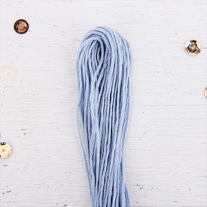 12 Skeins ThreadArt Premium Egyptian Long Fiber Cotton Embroidery Floss | Very Light Blue | 6 Strand Divisible Thread 8.75yds Each for Hand Embroidery, Friendship Bracelets, Cross Stitch and Crafts