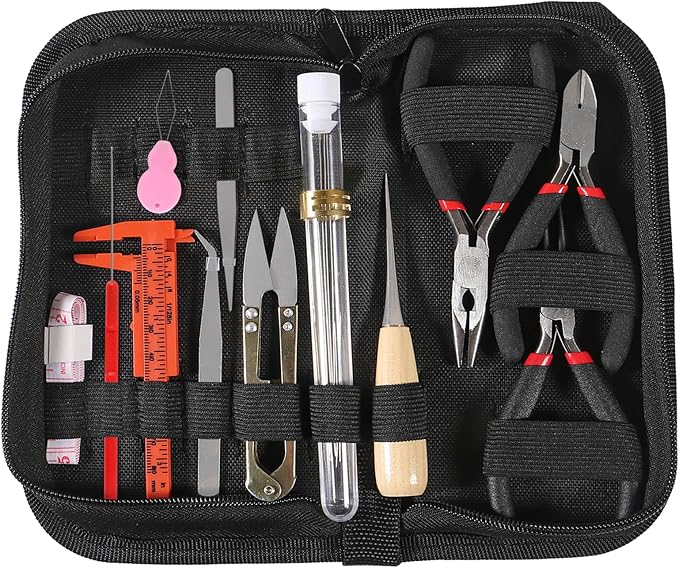 D-FLIFE 19pcs Jewelry Making Tools Kit with Zipper Storage Case for Jewelry Crafting and Jewelry Repair (19pcs)