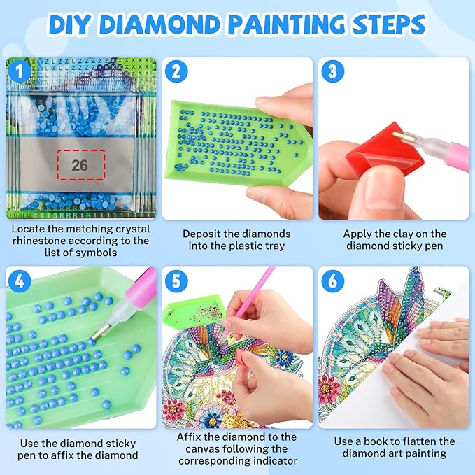 Bowetile Bird Diamond Art Hanging Kits for Adults, 5D Special Shape Diamond Painting Flowers Pendant Kits, Animal Gem Art Suncatchers Painting Ornament for Home Garden Wall Decor