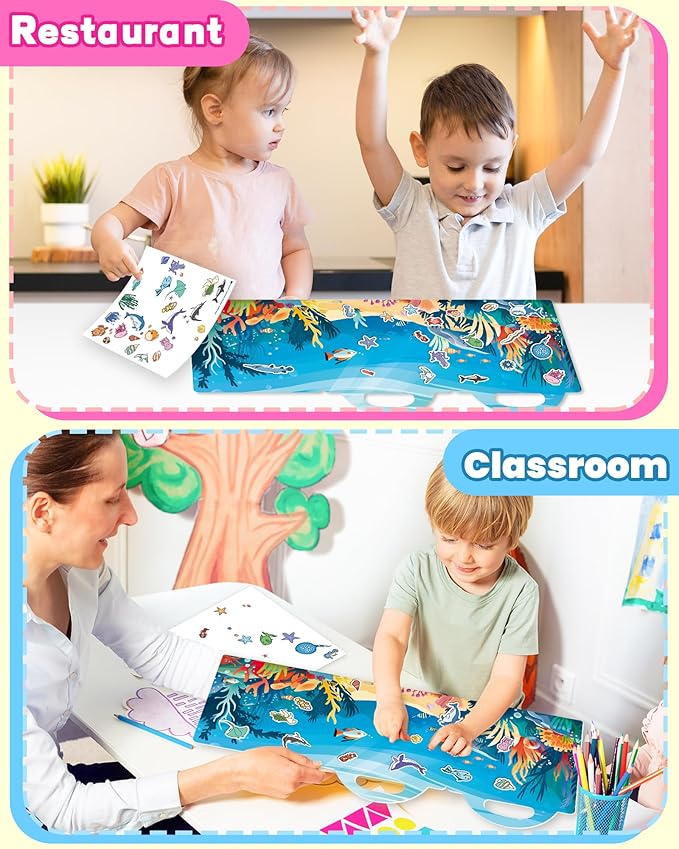 walenced reusable sticker book for toddlers, stickers for kids, toddler craft activities, toddler travel toys ages 3 and up boy girl birthday gifts