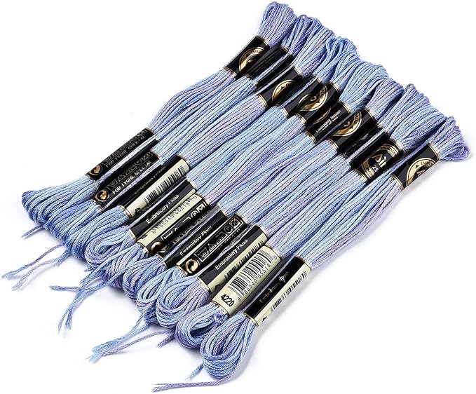 FASHEWELRY 10 Skeins Embroidery Floss Thread 0.5mm Dyed Cross Stitch Floss 6-Ply Friendship Bracelet String for Jewelry Making Bracelets Sewing Knitting Stitching Craft DIY (Lavender)