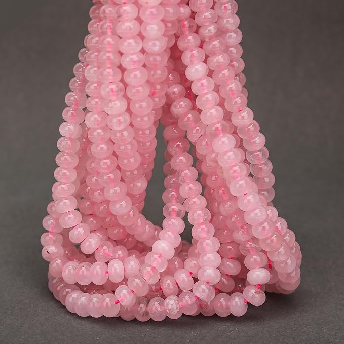 2 Strands (150PCs) Natural Pink Quartz Rondelle Beads, 5 * 8mm Gemstone Loose Spacer Abacus Disk Beads for DIY Bracelet Necklace Earrings Jewelry Making, Craft Supplies Beading Kit