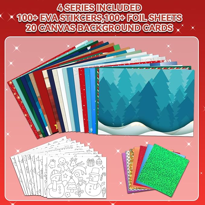 atfunshop christmas crafts for kids - magical foil diy christmas gift cards - no mess xmas art activities kit for ages 4 5 6 7 8 9 - fun & ideal stocking stuffer & christmas gift for boys & girls