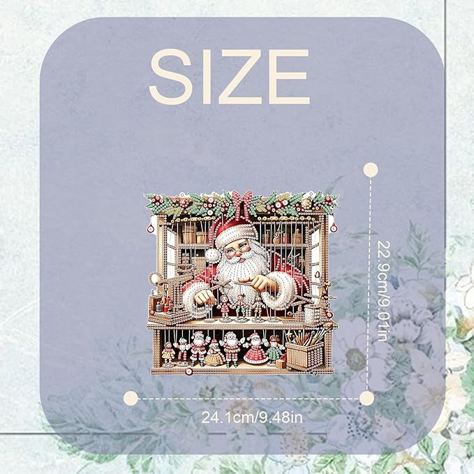 TDFERAN DIY 5D Diamond Painting Kits Hanging Sign 22x24cm Santa Claus Diamond Art Wreath Crystal Painting with Diamonds Ornaments Window Pendants Hanging Pendant Home Garden Door Kits Merry Christmas