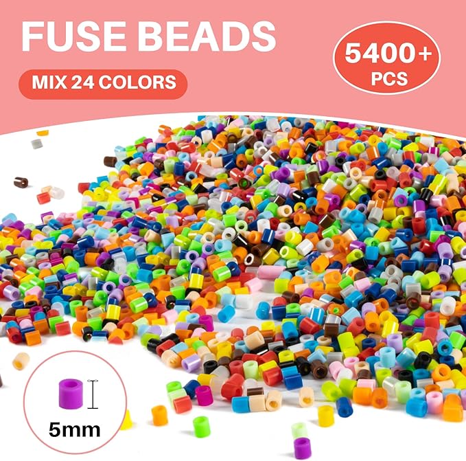 Sukh 5400+Pcs Fuse Beads - Fuse Beads Kit Bulk Iron Bead for Kids Crafts, Ideal for Boys and Girls Christmas Birthday Gifts (Red)