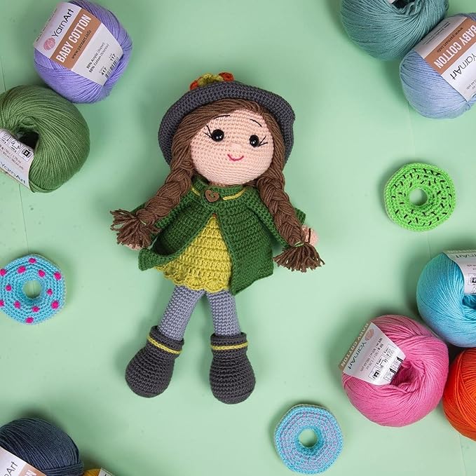YarnArt Baby Cotton Yarn - Soft Knitting Yarn for Baby & Summer, 50% Cotton 50% Acrylic, 1.76 Oz, 180.44 Yds, Ideal for Amigurumi & Crochet Projects (1, 425)