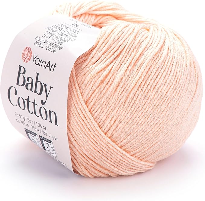 YarnArt Baby Cotton Yarn, 50% Cotton 50% Acrylic, 1.76 Oz, 180.44 Yds (1, 411)
