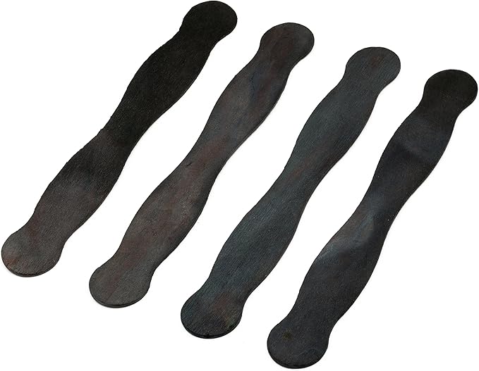 Wooden Black 8" Fan Handles, Wedding Programs, Pack 50, Jumbo Craft Popsicle Sticks for Auction Bid Paddles, Wooden Wavy Flat Stems for DIY Crafting Supplies Kit, by Woodpeckers