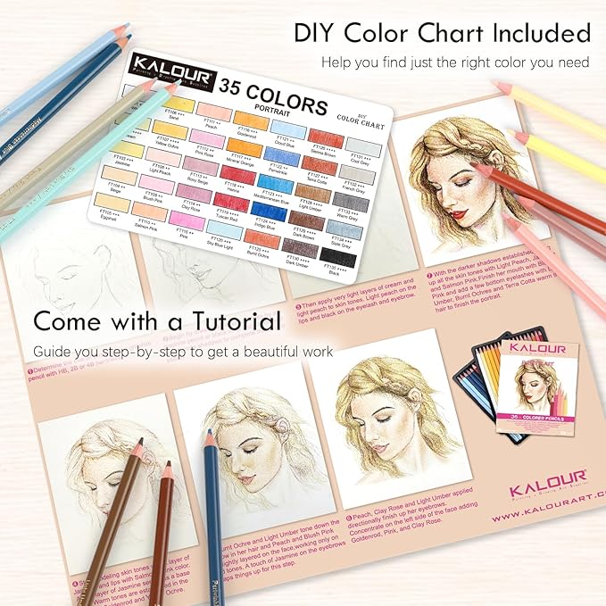 36 Skin Tones Colored Pencils Portrait Set Oil Based Pre-sharpened Drawing Pencils for Beginner Adult Artist Coloring Book Drawing Sketching Art Project, With Light Fast Ratings