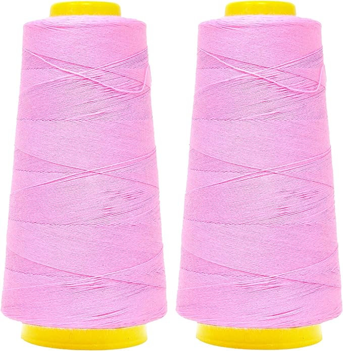 Mandala Crafts Pink Thread Cones for Machine and Hand Quilting - 2400 Yds 50 WT Multiple Purpose Mercerized 100% Cotton Threads for Sewing Machine Serger Embroidery
