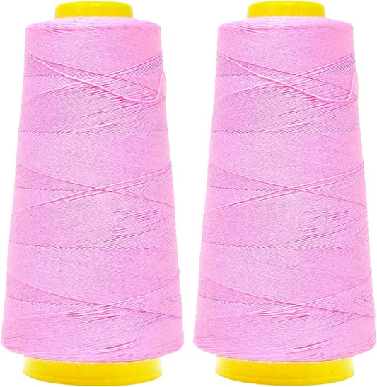 Mandala Crafts Pink Thread Cones for Machine and Hand Quilting - 2400 Yds 50 WT Multiple Purpose Mercerized 100% Cotton Threads for Sewing Machine Serger Embroidery
