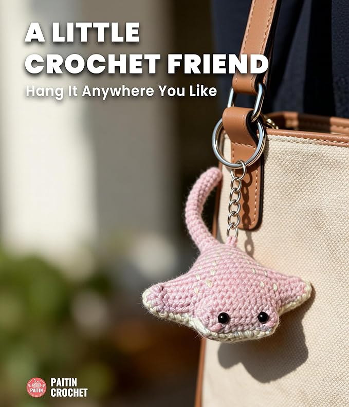 PAITIN Crochet Kit for Beginners – DIY Manta Ray Crochet Craft Project, Easy Handmade Yarn Art Kit for Adults with Step-by-Step Video Tutorial