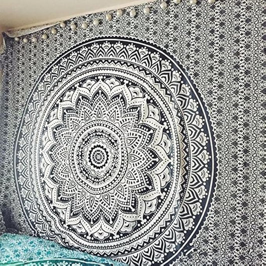 popular handicrafts tapestry wall hanging hippie ombre mandala bohemian hippy psychedelic design indian tapestries bedspread 84 x 90 inches (215cm x 230cm) red yellow