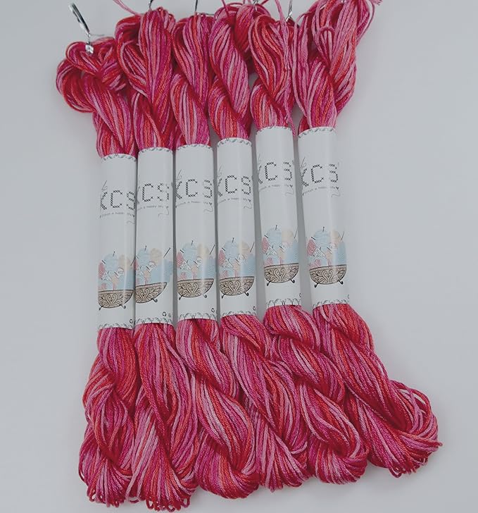 KCS Big skeins of 25 Meters Size 25 Color Variegated Cross Stitch Stranded Threads,6 skeins,4200