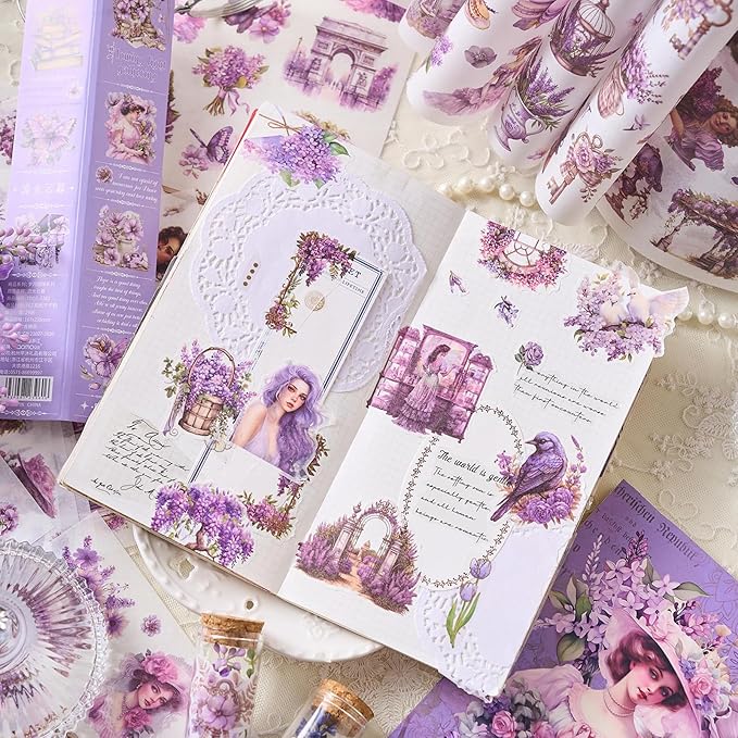 Journaling Sticker Book, 450+ Pre-Cut Vintage Scrapbook Stickers, Junk Journal Supplies, Aesthetic Washi Stickers for Scrapbooking Journaling for Adults, Decorative Ephemera Bullet Planner Arts Craft