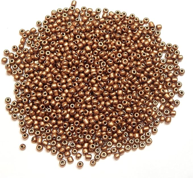 Perlin Glass Seed Beads 3mm 8/0 Round Mini Small Pony Beads 3300pcs for Making Earrings Bracelets Pendants Waist Jewelry DIY Handmade Metallic Color Kit (Matte Brown)