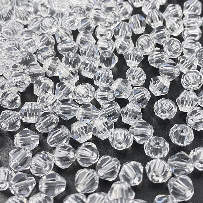 600pcs Bicone Crystal Beads 3mm Crystal Glass Faceted Beads for Necklace Bracelet Earrings DIY Jewelry Crafts Making Supplies(Transparent)
