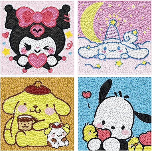 YSUNETER Diamond Painting Kits for Kids Beginner - 4 Pack DIY 5D Full Drill Diamond Art Kits for Children, Cute Animals Round Crystal Rhinestone Gem Art Crafts Home Wall Art Decor 5.9 x 5.9 Inches