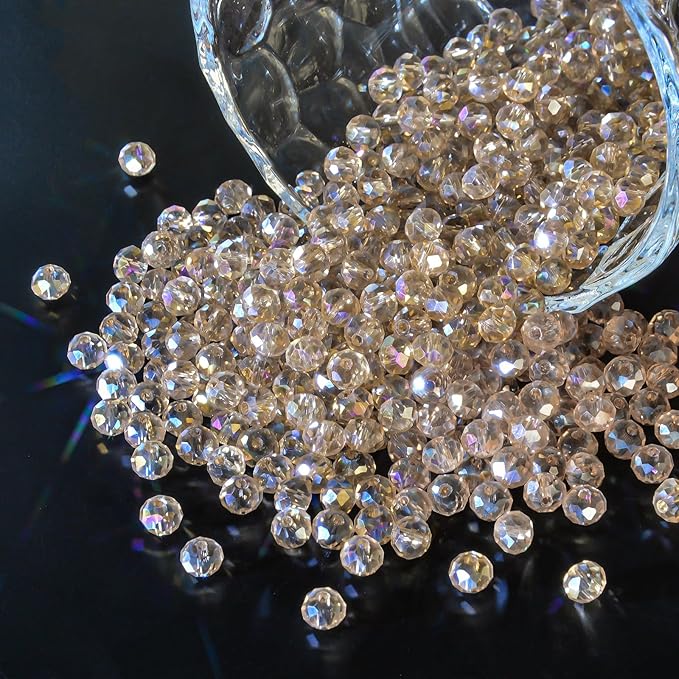 laopottbeads 500pcs 6mm crystal glass beads for jewelry making beads for bracelets necklace pendants making supplies(silver champagne)