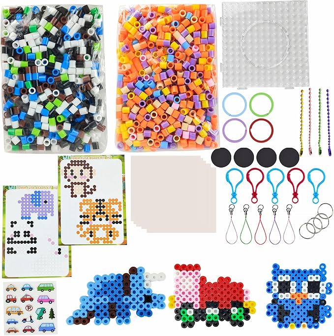 yowamho 10mm fuse beads kit - 1000 pcs big iron beads set, art crafts set for kids ages 6+, girls boys gift, easter christmas birthday present.(animal series)