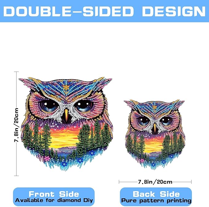 VAIIEYO Owl Diamond Art Hanging Ornament, Animal Diamond Painting Suncatchers Window Hanging Kit with Chain, 7.5x7.5 inch Crystal Pendant Art Craft for Gift Home Wall Front Door Decoration